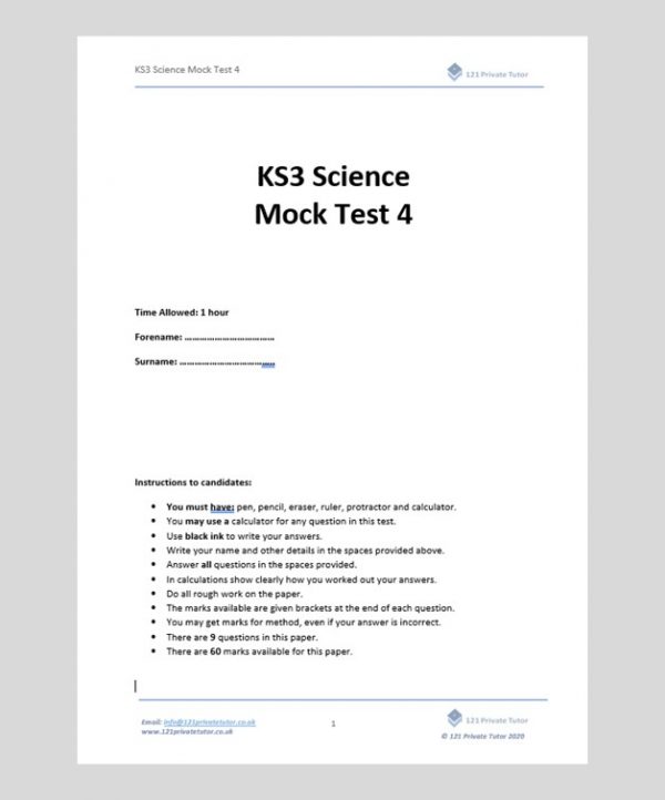 KS3 Science Mock Test 4